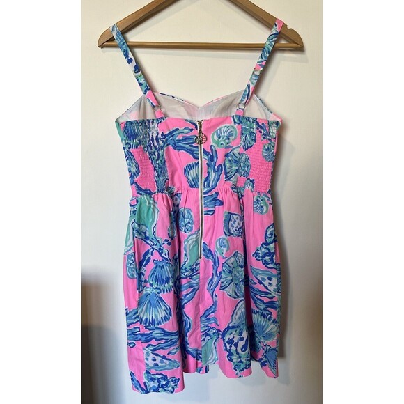 Lily Pulitzer Pink Blue Shell Sleeveless Sweetheart Mini Dress Size 2 - Picture 6 of 11